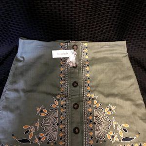 Francesca's green boho embroidered skirt